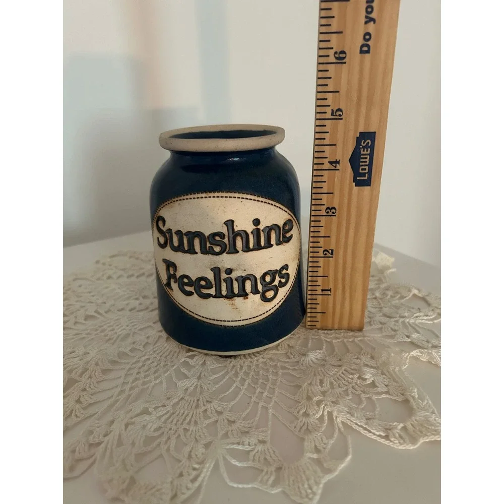 Vintage 1991 Dr Brophy Word Jar Sunshine Feelings Ceramic Stoneware Vase